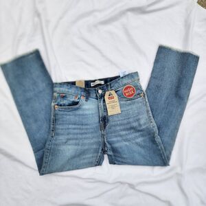 Girls Size 14 Levis Jeans High Rise Ankle Straight Frayed Ankle